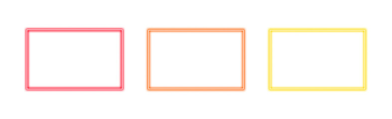 Collection of colorful glowing neon rectangular frames