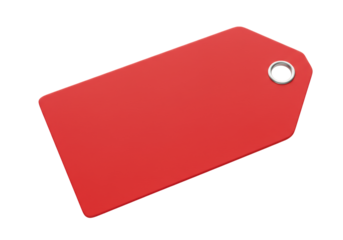 Isolated rectangular red price tag, clothing label, sales sticker, or product swing tag