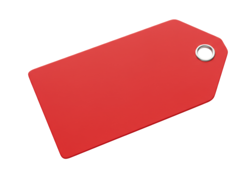 Isolated rectangular red price tag, clothing label, sales sticker, or product swing tag
