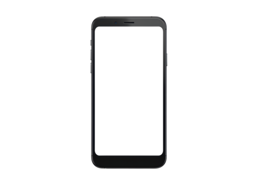 Isolated smartphone with blank screen, generic device for mockup presentation, modern cell phone