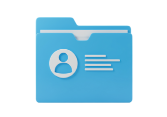 Isolated contact folder icon, data and document management, business profile on file