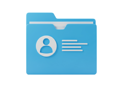 Isolated contact folder icon, data and document management, business profile on file