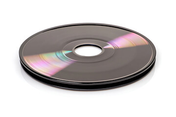 Shiny stack of CDs reflecting colorful light, perfect for music, data storage, or retro media projects.