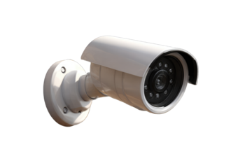 White security camera, angled view