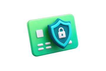 Green credit card with teal security shield