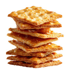 Crunchy snack stacks kitchen food bright isolated on transparent background