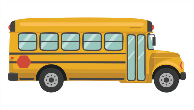 classic school bus yellow side view vector illustration isolated on white background