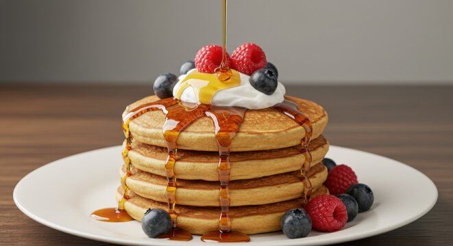 pancakes with honney and strawberry