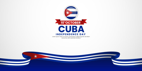 Cuba flag for independence day banner background with waving ribbon flag
