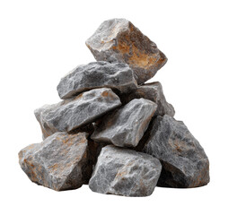 Rock pile structure quarry site natural material isolated on transparent background
