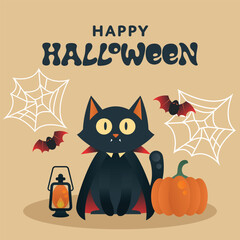Halloween Cat in Dracula Costume