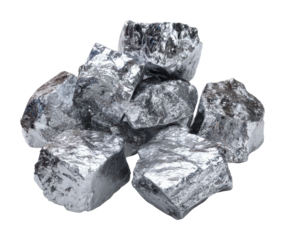 Mining silver ore industrial site metal blocks isolated on transparent background