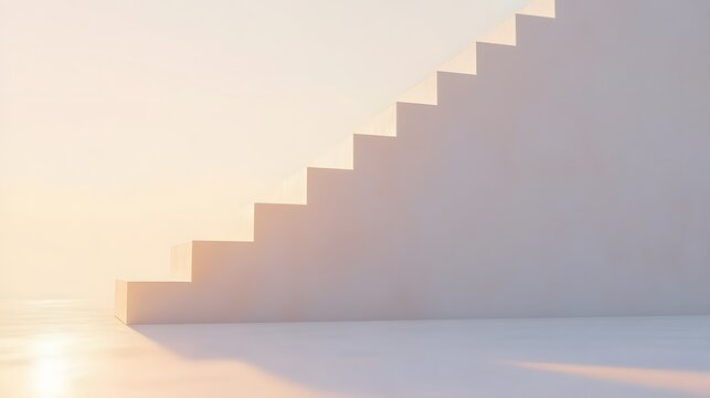 Minimalist White Steps Sunrise Background Abstract Architecture