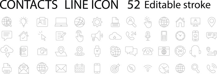 Contacts Line Icon icon set. Editable stroke.	