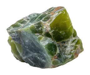 Natural green stone mineral formation earth isolated on transparent background