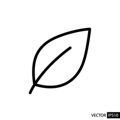 Simple Leaf Outline with Central Vein Illustration