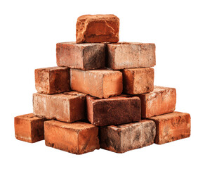 Obraz premium Building materials stacked bricks in an industrial isolated on transparent background