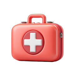 Obraz premium A coral-colored medical kit with a white cross