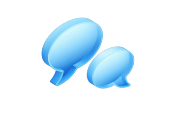 Two light-blue speech bubbles, 3D style, overlap