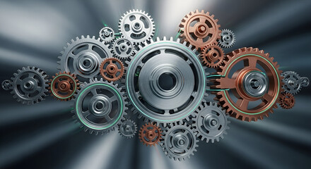 Explore a symphony of gears working in perfect harmony, showcasing precision engineering and mechanical innovation for seamless integration, efficiency and power generation