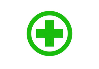 Obraz premium Green cross within circle isolated on transparent background