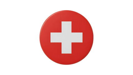 Obraz premium Bold Swiss flag emblem on a red oval button