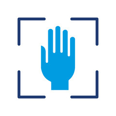 Fototapeta premium Palm Recognition Icon Vector Illustration Blue Version