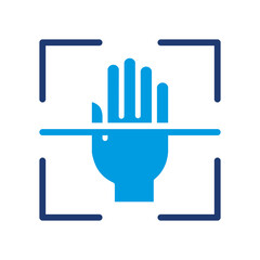Palm Scanning Icon Vector Illustration Blue Version