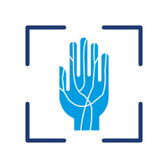 Palm Vein Scan Icon Vector Illustration Blue Version