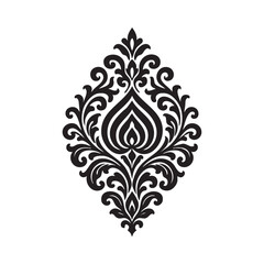 Fine line sari border in black vector style, clean on white background.