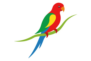 Parrot on branch logo vector illustration 