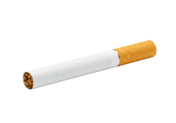 Isolated Cigarette with filter still unlit ready to smoke or inhale, addiction concept