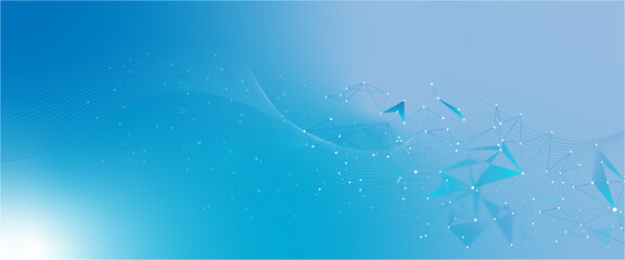 Abstract tech network connection dots. Digital technology and big data analysis background. White background with plexus lines. Geometric background with abstract mesh.blue abstract background