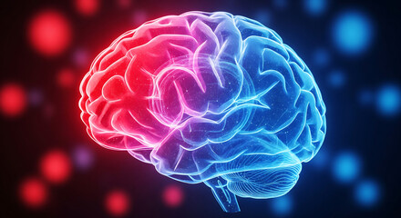 Fototapeta premium Human Brain Concept Representing Logical And Creative Thinking Artificial Intelligence And Neurological Functions