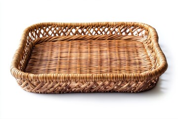 Wicker Basket Container Handcrafted Braided Woven Tray Fruit Holder Rustic on transparent background