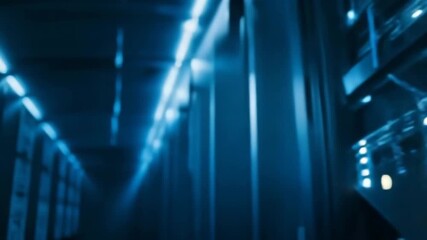 High-Tech Server Room: Data Center Network Connections and Code Streams - Powered by Adobe