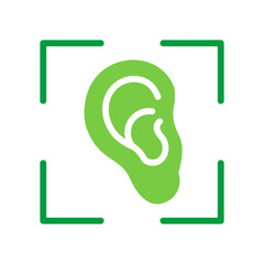 Ear Shape Recognition Icon Vector Illustration Green Version