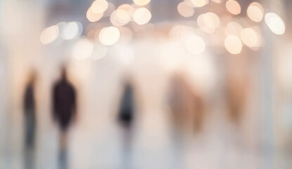 Fast moving people captured in motion blur create an atmosphere of dynamic energy, symbolizing the busy, impersonal nature of a crowded area.