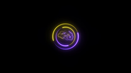 Neon Brain icon on the black background.