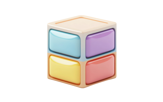 Colorful building blocks stacked vertically isolated on transparent background