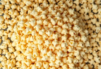 A generously filled bowl overflowing with buttery popcorn, kernels varying in size and shade, garlicky, delicious