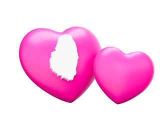 Pink Hearts With Map Of Saint Vincent And The Grenadines 3d Illustration