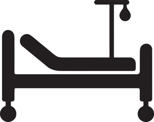 Hospital bed silhouette vector EPS, medical furniture design for patient care and healthcare use.