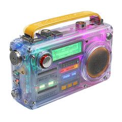Futuristic Transparent Boombox: A Retro-Modern Radio Design