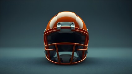 Fototapeta premium orange american football helmet isolated on gray background