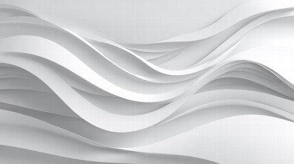 Obraz premium White wavy layered paper structures on white for abstract 3D New Year art exhibit.