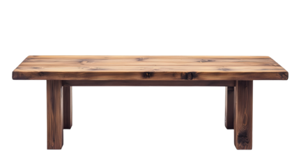 A blank empty wooden table top for product placement isolated on a transparent background