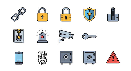 Security Icons Set for Protection and Safety