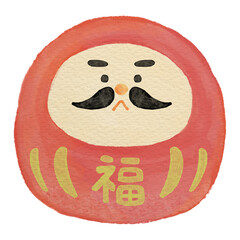 Watercolor illustration of a Daruma