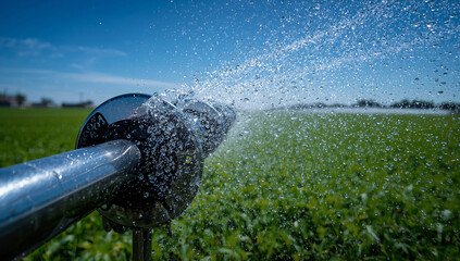Water Sprinkler in Agricultural Field Irrigation, Agriculture, and Crop Cultivation
